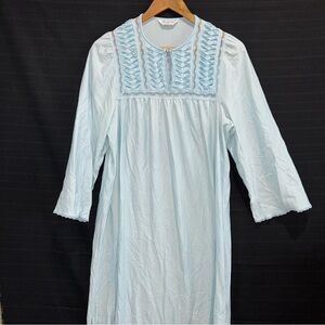 Vintage Vanity Fair Long Gown Blue Size Med 3/4 sleeve Full Length 54" Keyhole